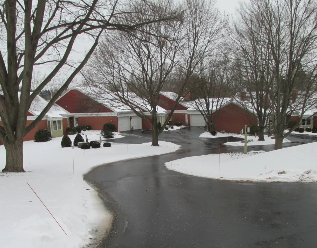 Driveway with snow melted by salt