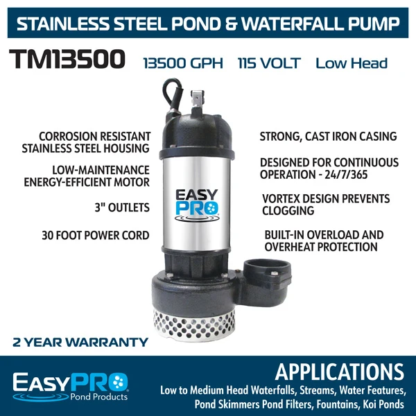 Easy Pro Pond Pump TM 13500 Infographic